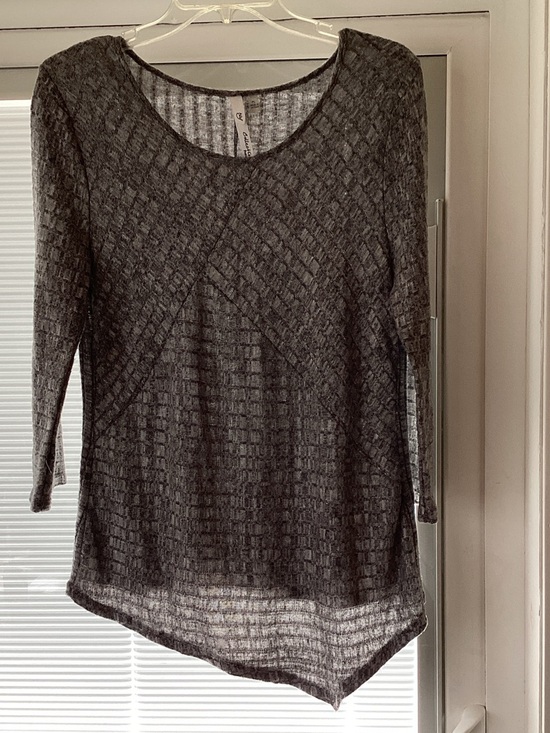 NY Collection Tops - NY Collection Charcoal Gray Knit Long-Sleeve Tunic